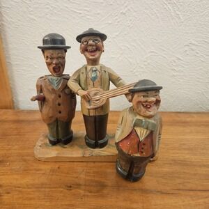 Vintagd ANRI Handcarved Wooded Barware Set, Italy The Buddy Set c 1950's READ